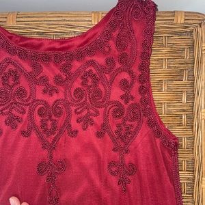 Red Wine Burgundy Flapper Dress with Embroidery!